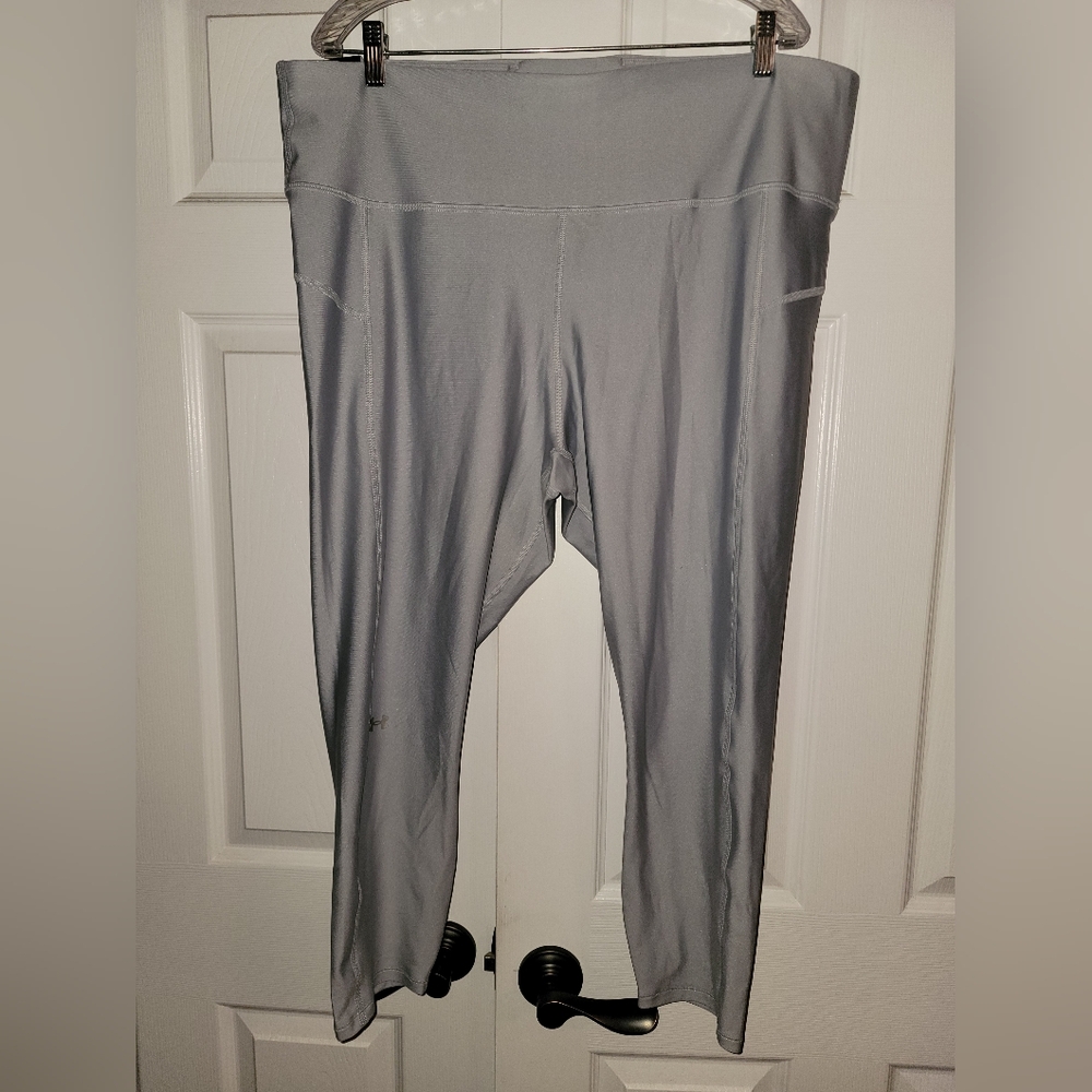 UA High Rise Ankle Crop Compression Gray Heat Gear Leggings